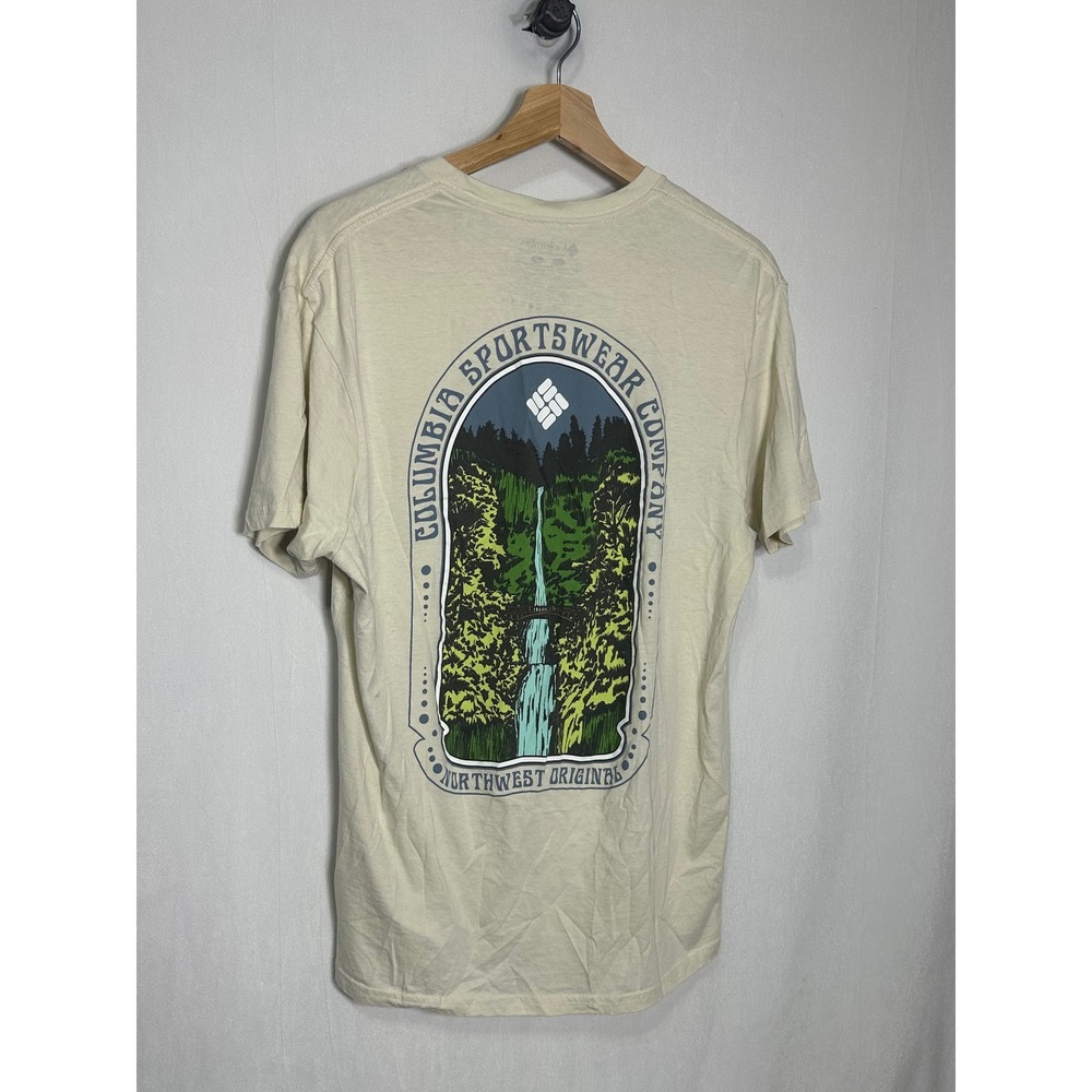 Columbia Sportswear Mens Large Graphic T-Shirt Beige Waterfall Northwest - Picture 5 of 6